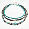 3Pcs Synthesis Turquoise & Acrylic Beaded 3 Layer Necklace Sets FS-WGF91B6-02-2