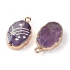 Natural Amethyst Oval Pendants G-C102-07G-03-2