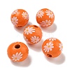 Printed Wood European Beads WOOD-G022-19H-1