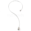 304 Stainless Steel Teardrop Pendant Open Cuff Necklaces for Women NJEW-R003-02P-02-3