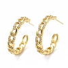 Cubic Zirconia Curb Chain Shape Stud Earrings EJEW-E263-06G-1