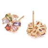 Rack Plating Flower Brass Cubic Zirconia Stud Earrings EJEW-M090-13G-03-2