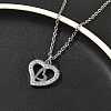 304 Stainless Steel Crystal Rhinestone Heart Pendant Cable Chain Necklaces for Women NJEW-Z056-01C-P-2