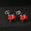 Brass Enamel Stud Earrings for Women EJEW-A126-04P-5