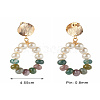 Natural Indian Agate with Glass Pearl Beads Dangle Stud Earrings X1-EJEW-TA00001-3