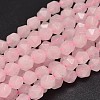 Faceted Natural Rose Quartz Beads Strands G-K066-10-8mm-1