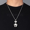 Zinc Alloy with Rhinestone Bear Pendant Necklaces NJEW-M211-13A-P-3