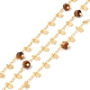 Natural Tiger Eye Column Beaded Chains CHC-K012-02G-06-1