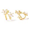 Elegant Flower Brass Clear Cubic Zirconia Geometric Stud Earrings for Women MO8139-5