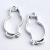 Rack Plating Alloy Kitten Open Back Bezel Pendants PALLOY-S047-02B-FF-1