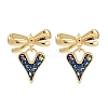 Rack Plating Heart with Bowknot Brass Stud Earrings EJEW-P277-10G-2