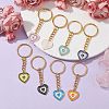 Rack Plating Light Gold Tone Heart Alloy Enamel Keychains KEYC-JKC00613-4