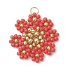 Glass Seed Beaded Flower Pendants PALLOY-MZ01181-01-1