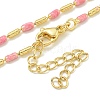 Brass Enamel Column Link Chain Necklaces NJEW-H039-04B-01G-1