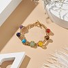 Natural & Synthetic Mixed Gemstone Chakra Beaded Bracelet with Mesh Chains BJEW-JB09007-2