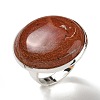 Natural Red Jasper Round Adjustable Rings RJEW-K371-09S-24-2