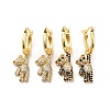 Cubic Zirconia Bear Dangle Hoop Earrings EJEW-F288-10-1