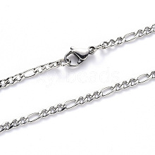 304 Stainless Steel Figaro Chain Necklaces NJEW-S420-003C-P