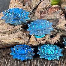 Natural Labradorite Carved Healing Lotus Figurines PW-WG14835-01