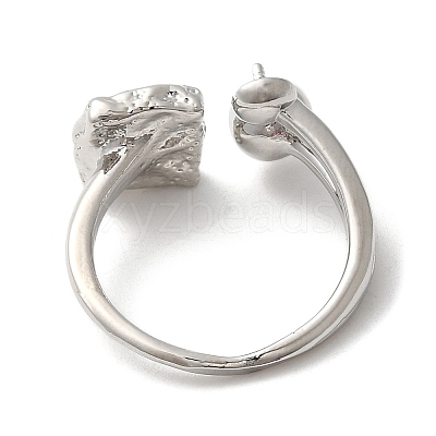 Brass Open Cuff Cup Peg Ring Settings KK-E055-02P-01-1