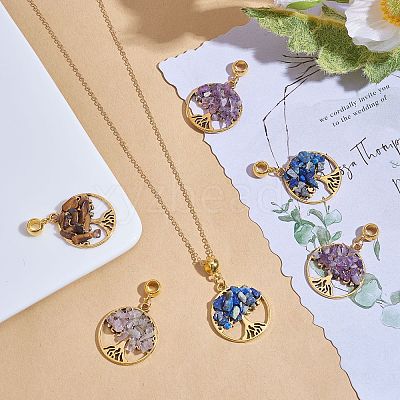 20Pcs 4 Styles Natural Mixed Stone Chip European Dangle Charms G-SZ0002-18-1
