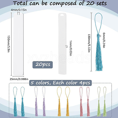 DIY Bookmark Making Kits. with Transparent Acrylic & Polyester Tassel Decoration DIY-SP0001-92A-1