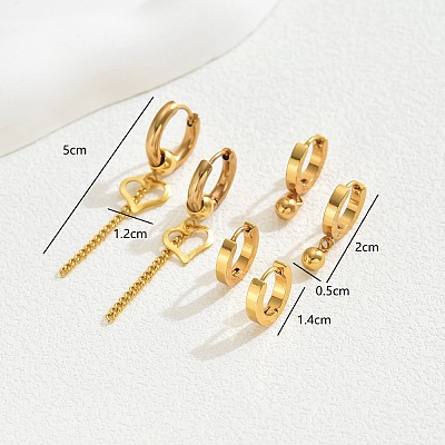 Stylish Stainless Steel Heart Tassel Earring Sets BH4978-1