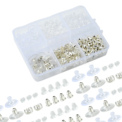 6 Styles Brass Bullet Clutch Bullet Clutch Earring Backs with Pad FIND-FS0003-08P-1
