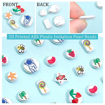 27Pcs 9 Style 3D Printed ABS Plastic Imitation Pearl Beads KY-NB0001-56-1