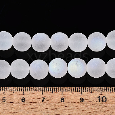 Frosted Transparent Glass Beads Strands GLAA-T032-T10mm-MBB13-1