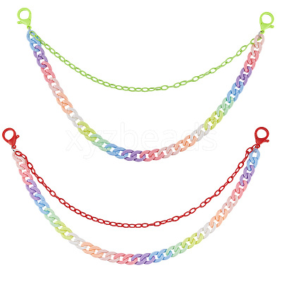 2Pcs 2 Colors Resin Double Layer Chain Belts for Pants AJEW-GF0011-20C-1