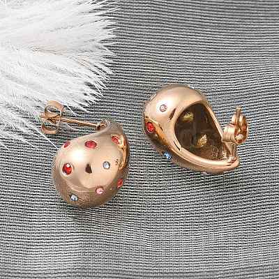 304 Stainless Steel Teardrop Stud Earrings EJEW-B108-05RG-B-1