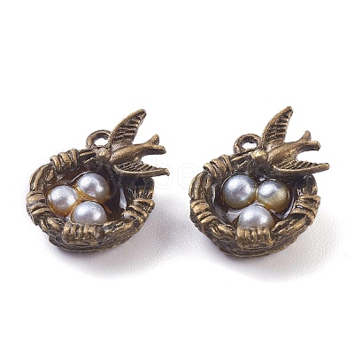 Antique Bronze Plated Light Grey Pearl Alloy Pendants LS-PALLOY-Z001-01-1