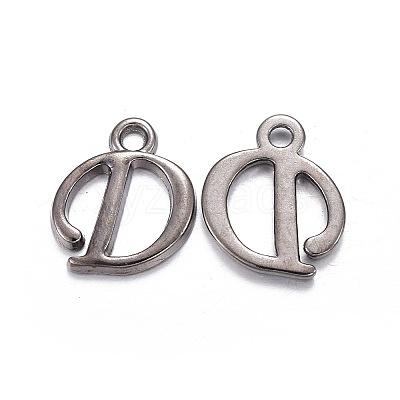 Gunmetal Plated Alloy Letter Pendants PALLOY-P097-03-D-1