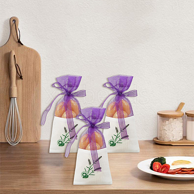 25Pcs Printed Cotton Organza Dried Flower Storage Drawstring Bags with Ribbon ABAG-SP0001-56A-1