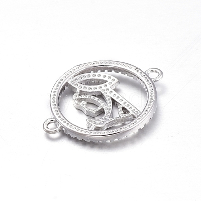 Brass Micro Pave Clear Cubic Zirconia Links Connectors ZIRC-L085-73P-1