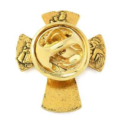 Cross Alloy Black Enamel Pins Brooches LS-JEWB-M049-01AG-02-1