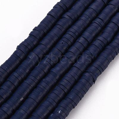 Flat Round Handmade Polymer Clay Bead Spacers CLAY-R067-4.0mm-35-1