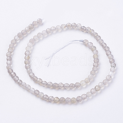 Natural Grey Agate Beads Strands X-G-G580-4mm-08-1