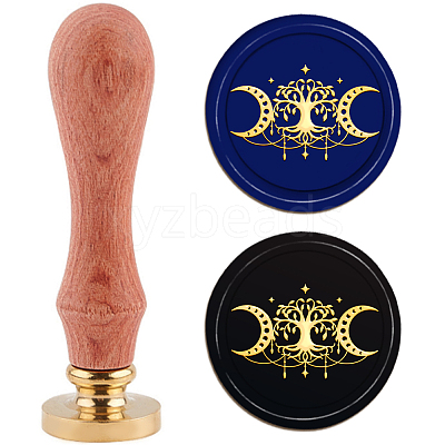Brass Wax Seal Stamp with Handle AJEW-WH0184-0501-1