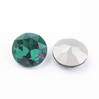 Pointed Back & Back Plated Glass Rhinestone Cabochons X-RGLA-J012-8mm-205-1