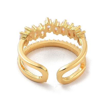 Brass with Cubic Zirconia Open Cuff Rings LS-RJEW-B053-03-1
