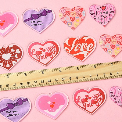 14Pcs 7 Styles Valentine's Day Transparent Acrylic Pendants OACR-FS0001-98-1
