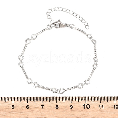 304 Stainless Steel Twisted Rope Link Chain Bracelets for Women BJEW-A160-09P-1