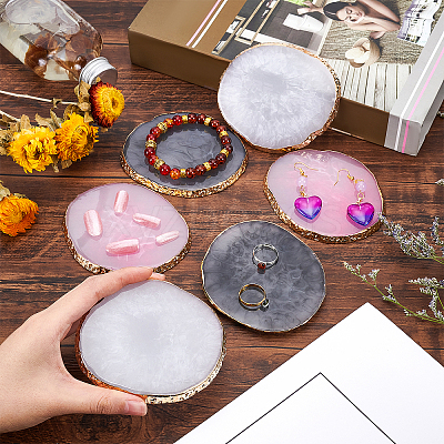 6Pcs 3 Colors Oval Resin Palette MRMJ-PH0001-60-1