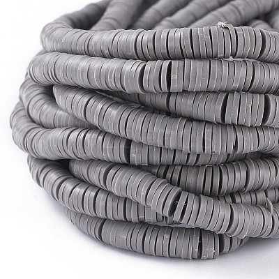 Flat Round Handmade Polymer Clay Beads CLAY-R067-6.0mm-40-1