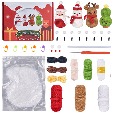 1Set Christmas Theme DIY Crochet Kit for Beginners DIY-SC0027-78A-1