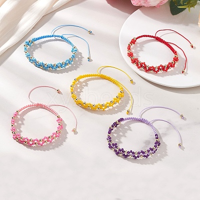 5Pcs Glass Braided Beaded Bracelets BJEW-MZ00304-1
