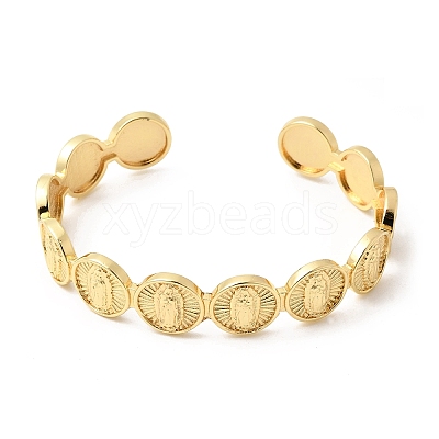Religion Brass Open Cuff Bangles BJEW-K296-02B-G-1