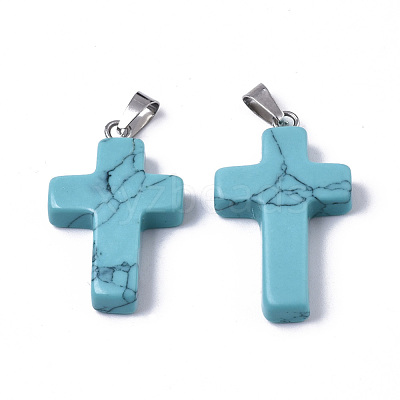 Synthetic Turquoise Pendants G-J354-06A-1